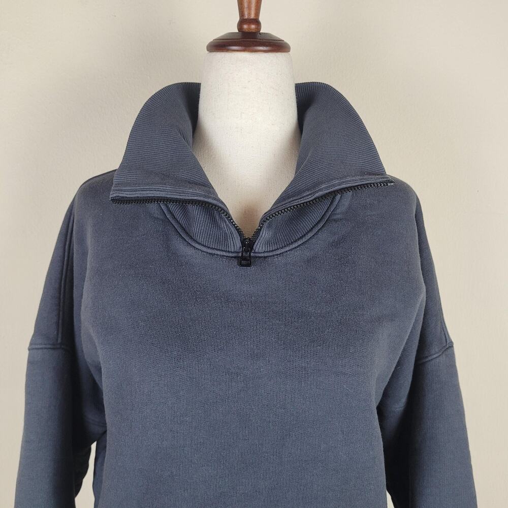 Outdoor Voices Sweatshirt XS Gray Fleece 1/4 Zip Funnel High Neck Nimbus - Picture 3 of 9